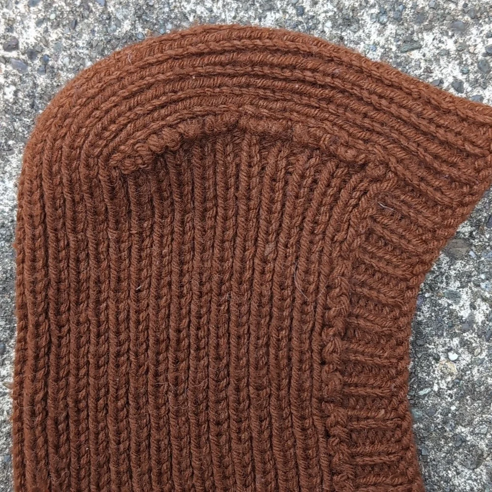 Hand Knit Balaclava In Brown